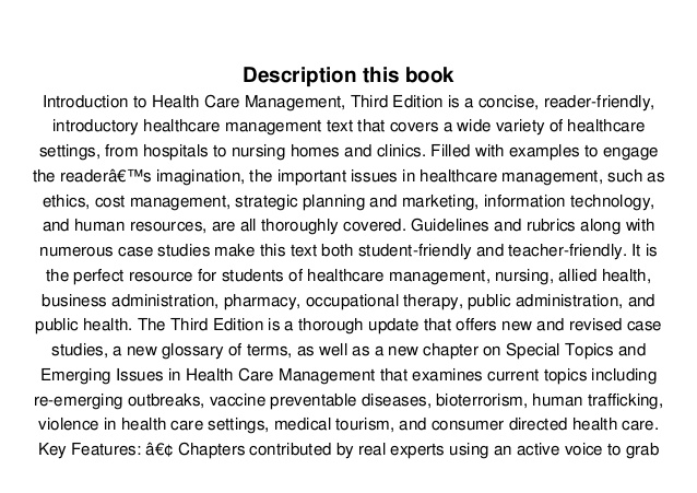 Introduction To Health Care Management Pdf Download